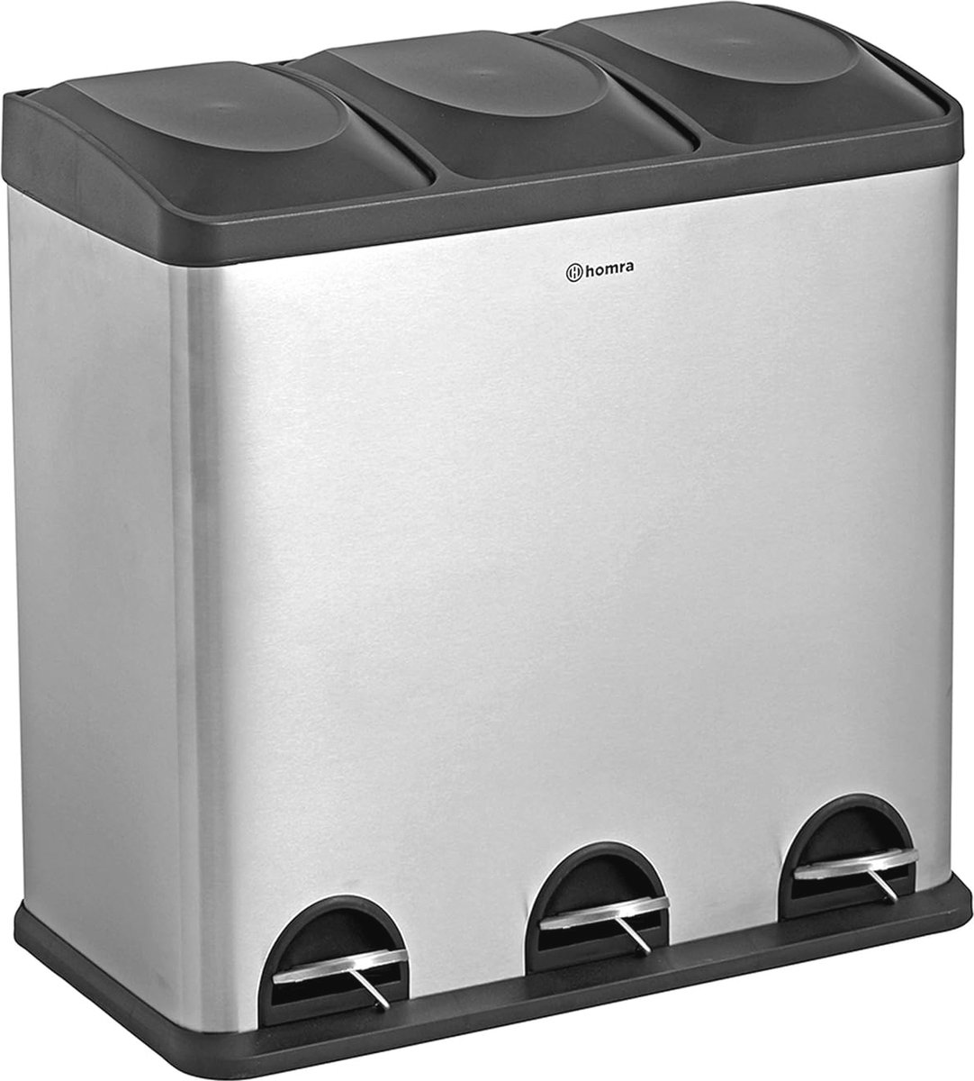 Goedkoopste Afvalbak 60 Liter met 3 Compartimenten | Hygiënische Pedaalemmer voor Keuken en Kantoor | Ideaal voor Recycling