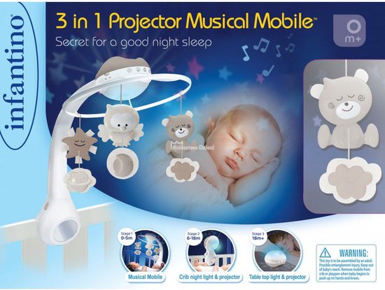Infantino Grey 3 in 1 Muziekmobiel & Projector van Merkloos — afbeelding 3