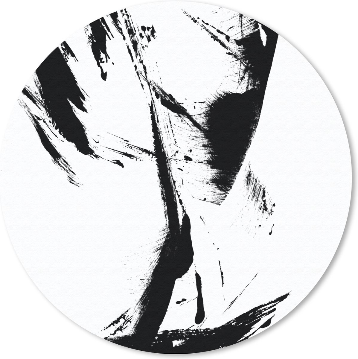 Muismat rond 30x30 cm - Mousepad Verf - Zwart - Abstract - Ronde muismatten