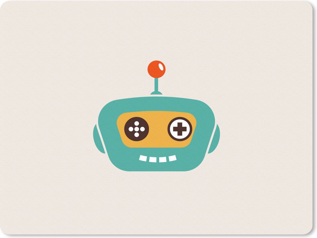 Muismat 23x19 cm - Mousepad Robot - Gezicht - Antenne - Technologie - Jongen - Kind - Muismatten