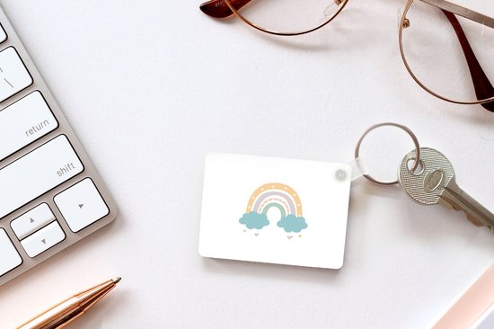 Porte-clés - Arc-en-ciel - Hartjes - Nuages ​​- Pois - Pastel - Enfants - Cadeaux - Plastique