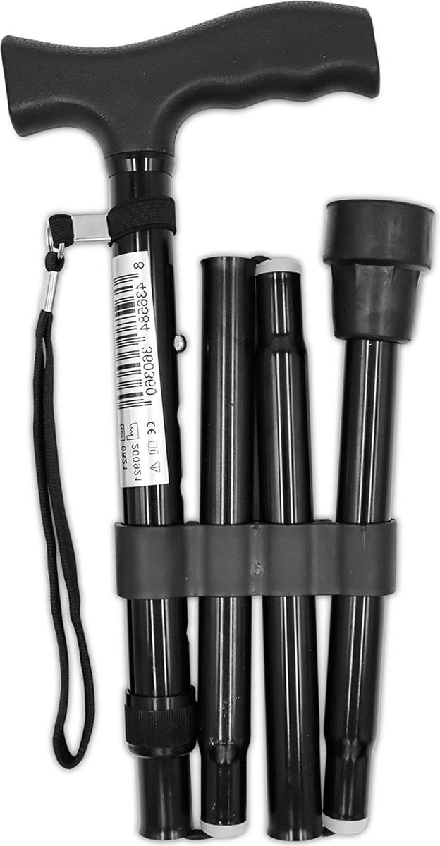 Wandelstok Opvouwbare Verstelbare Wandelstok voor Ouderen - Zwart Aluminium Wandelstok