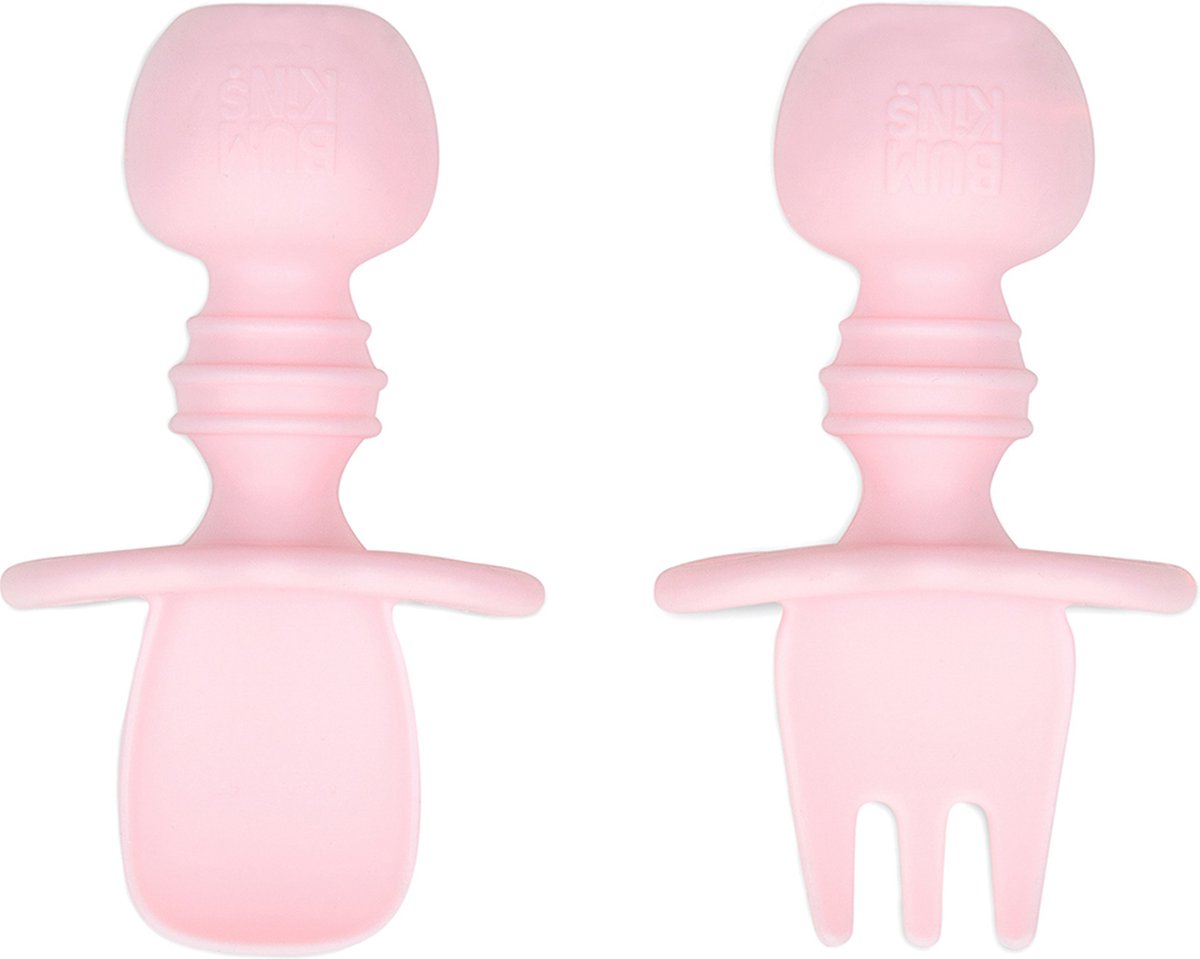 Goedkoopste Bumkins - Chewtensils® siliconen baby lepel en vork - Roze