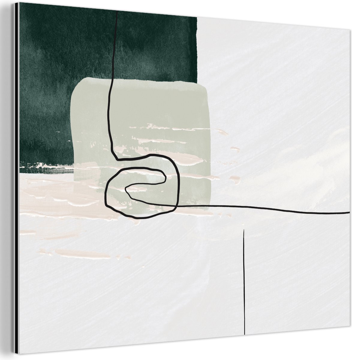 Aluminium schilderij 120x90 cm - Wanddecoratie metaal - Abstract - Kunst - Groen - Wit - V