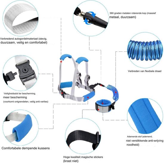 Anti-verlies polsband voor peuters - 2 in 1 peuterriem - Veiligheidsgordel voor kinderen met anti-verlies gesp - Reflecterende band voor peuters - Veiligheidsband voor kinderen - voor meisjes/jongens op reis van LittleVikings. — afbeelding 3