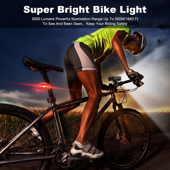 Flintronic Led-fietslamp, oplaadbaar, USB, voor en achter, 5200