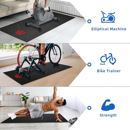 Hoge Dichtheid Oefenapparatuur Mat voor Gym Vloer - Compatibel met Peloton Original Bike - Houten Vloer & Tapijt Bescherming - 36x72x6mm - 30x60" van hoge — afbeelding 4
