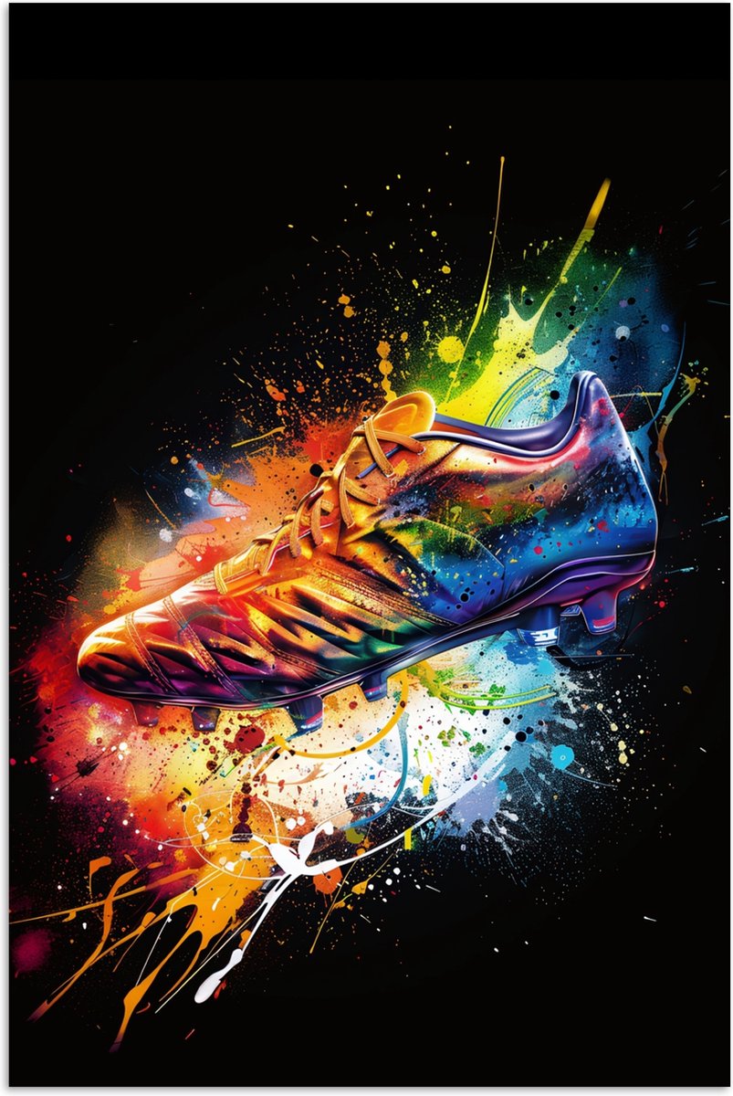 Poster 40x60 cm - Graffiti - Sport - Voetbal - Schoen - Verf - Posters - Wanddecoratie tie