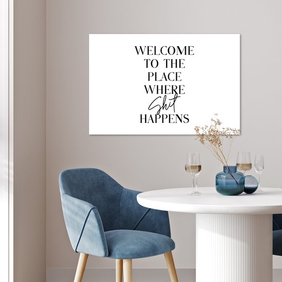 Affiche 60x40 cm - Citations - Bienvenue là où la merde arrive - Wit - Humour - Posters - Décoration murale murale salle de bain - Décoration murale murale WC - Accessoires décoratifs - Décoration murale Toilettes