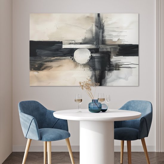 Affiche 120x80 cm - Abstrait - Zwart et blanc - Peinture - Moderne - Posters - Décoration chambre - Décoration murale salon - Décoration murale chambre