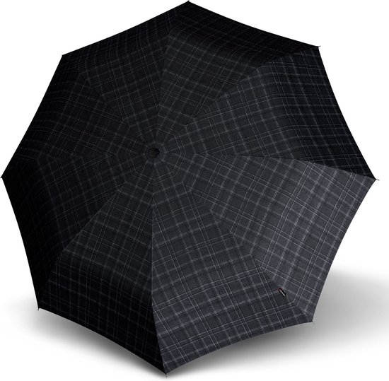 Opvouwbare Paraplu Geruit Zwart Grijs met houten handvat - S570 - Dsn 101 cm - Opgevouwen 43 cm - Knirps