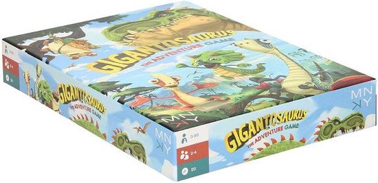 Doos van het bordspel Gigantosaurus: The Adventure Game met een illustratie van dinosaurussen.
