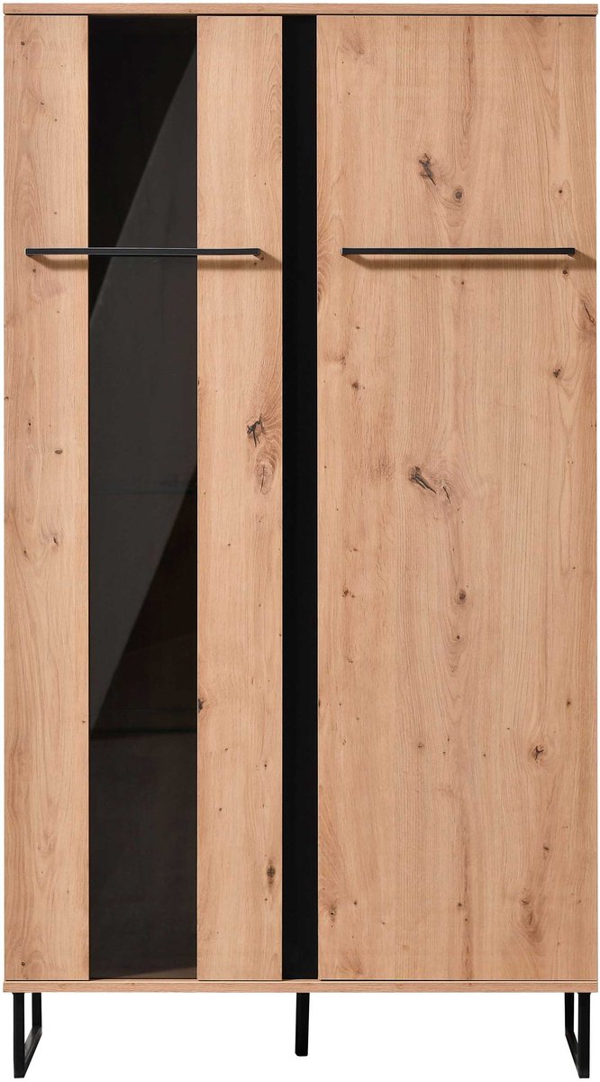Vitrinekast Hoggas 84,5cm 2 Deuren - Eik/zwart