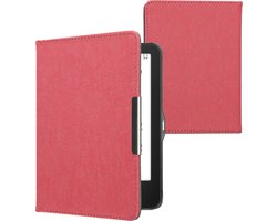 kwmobile e-reader hoesje geschikt voor Tolino Vision 1 / 2 / 3 / 4 HD hoes - E reader flip case met magneetsluiting - Ereader cover - Denim design in rood