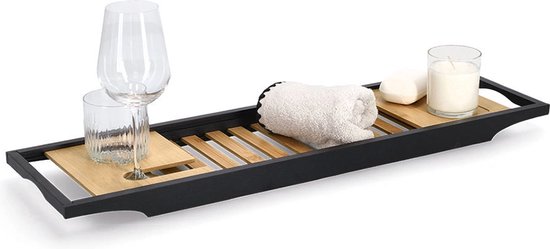 Bamboe Verstelbare Badplank, Uitschuifbaar Badkuipplank, SPA Experience, Badrekje met Wijnglashouder, Boekensteun, Plankhouder (Wit Bamboe Verstelbare Badplank, Uitschuifbaar Badkuipplank, SPA Experience, Badrekje met Wijnglashouder, Boekensteun, Plankhouder (Wit
