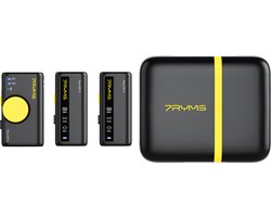 7Ryms iRay DW10 Draadloze Microfoon (3,5 mm mini-jack + USB-C) Dubbel ZWART