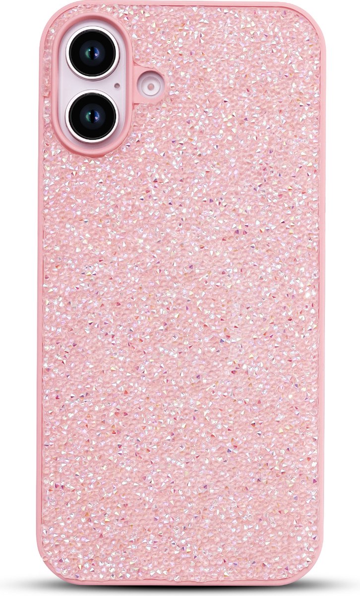 Casemania Hoesje Geschikt voor Apple iPhone 16 Plus - Roze - Diamant Glitter Back Cover