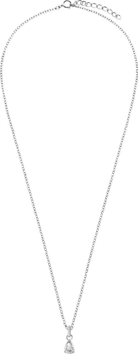 Lucardi - Dames Zilveren set ketting en oorringen druppel zirkonia - Cadeau Set - 925 Zilver - Goudkleurig