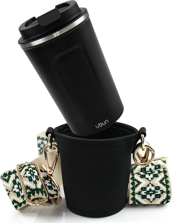 Porte-Gobelet Bandoulière GADGETTO - Avec Gobelet Isotherme 500ml - Laurel Vert - Idée Cadeau