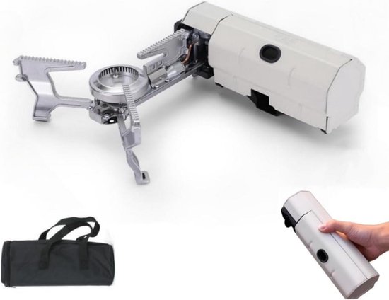 Z.M.C Inklapbaar campingkooktoestel, 3200 W 2 x gaspatronen 300 g, mini-gasstelset voor outdoor-activiteiten, opvouwbaar met piëzo-ontsteking