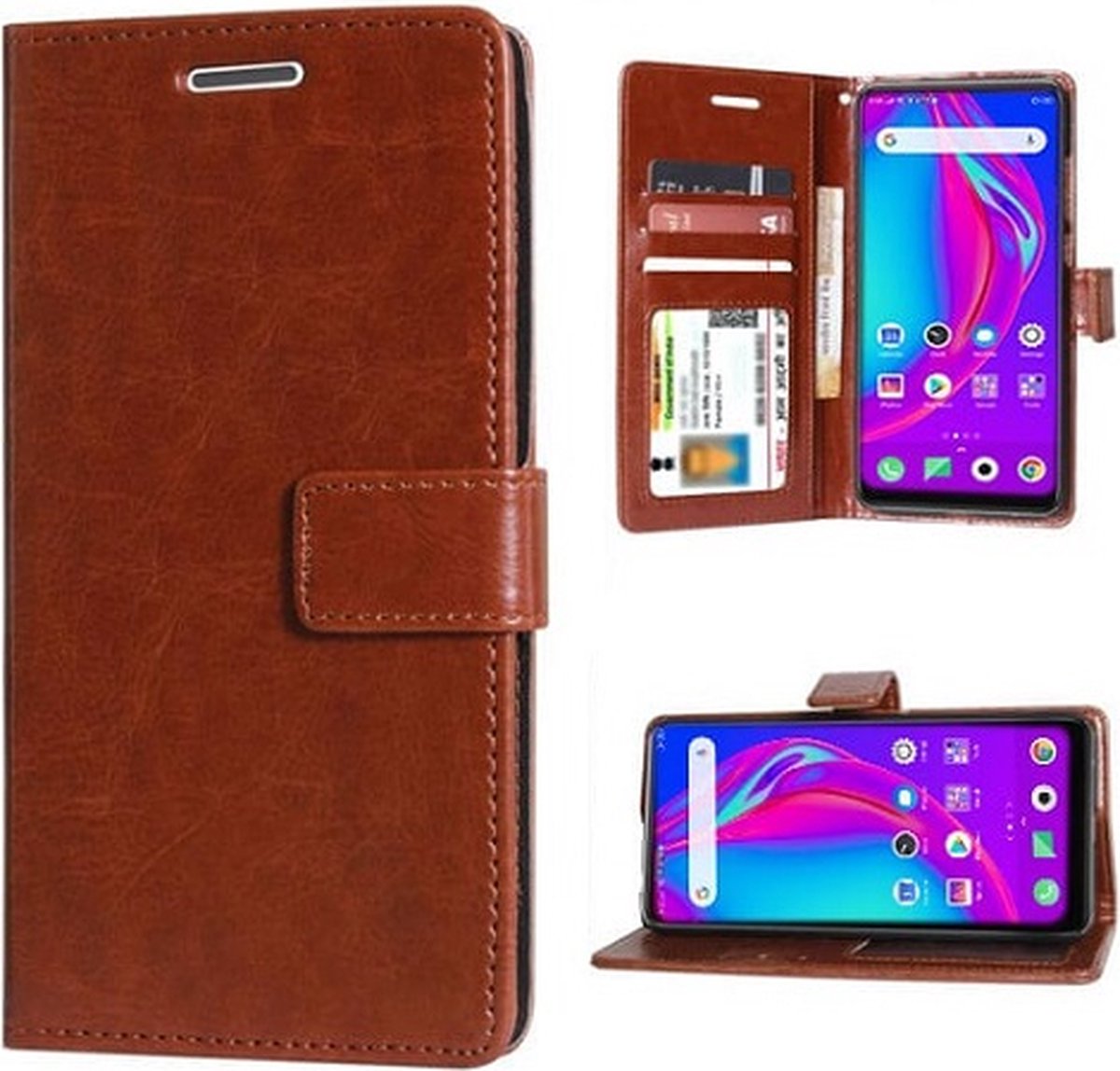 Samsung S23 Hoesje Met Pasjeshouder Bookcase Bruin