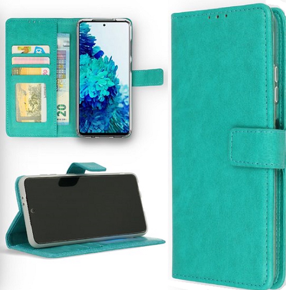 OPPO Reno 7 Hoesje Met Pasjeshouder Bookcase Turquoise