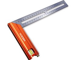 Klein 250mm Timmermanshoek Speed Square Carpentry Squares Aanslaghoek met waterpas & markeernaald - 90° & 45°