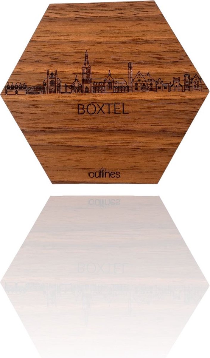 5x Onderzetters Skyline van Boxtel - 10x9cm - Eikenhout