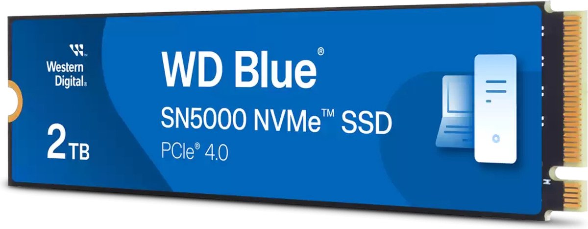 WD Blue SN5000 2TB - SSD M.2 2280 - PCI Express 4.0 x4 - 2 TB - NVMe - 900TB - PS5 compatible - blauw zwart