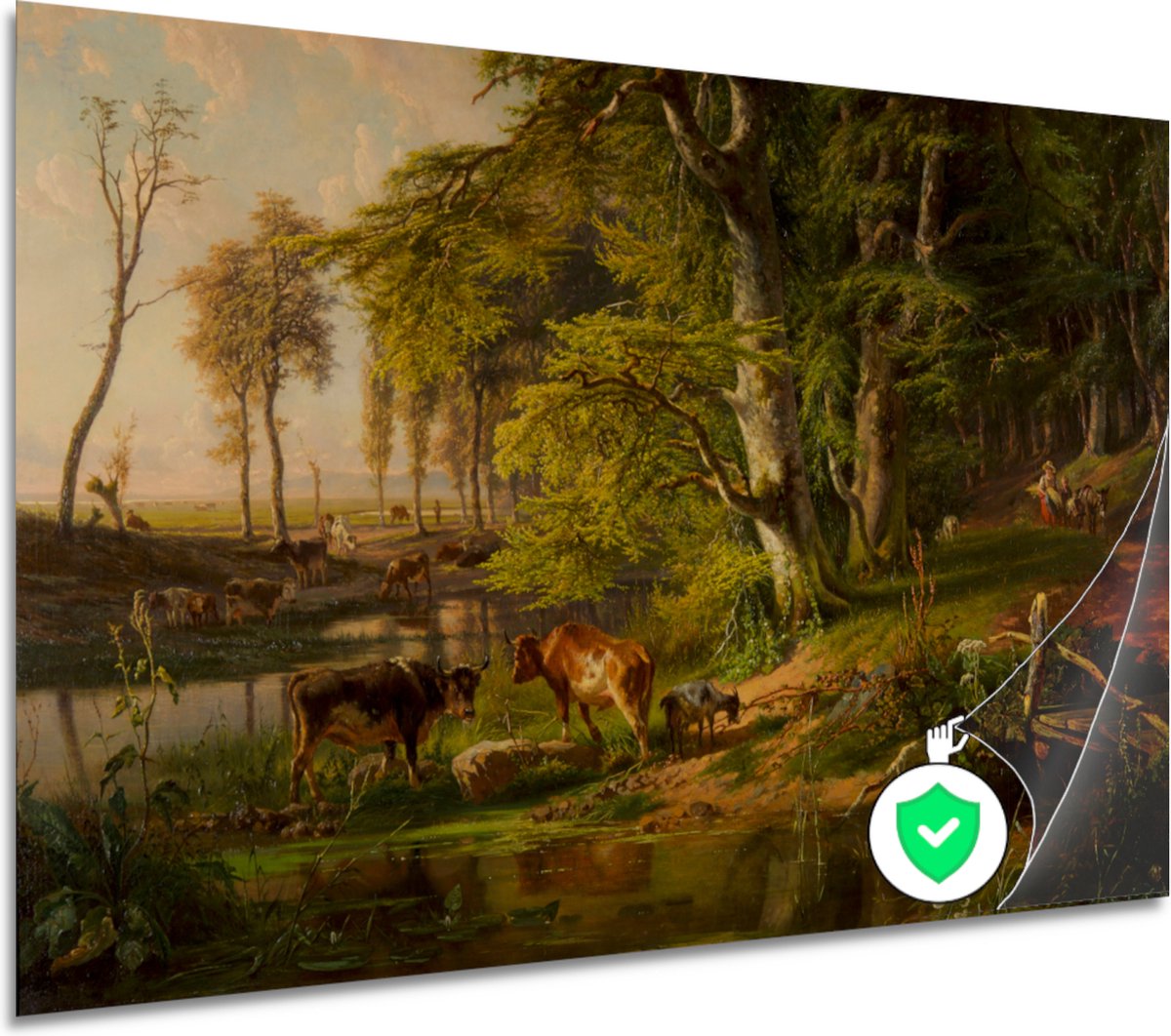 Boslandschap met vee bij een beek - Anton Mauve poster - Vee posters - Muurdecoratie Natuu