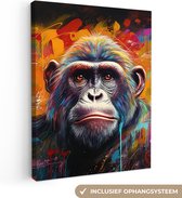 Peinture sur toile Singe - Gorilla - Graffiti - Animaux - Couleurs - 30x40 cm - Décoration murale