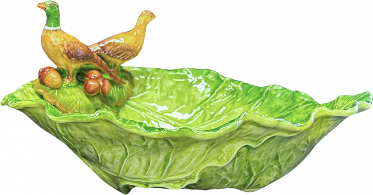 Siena Groene Schaal Fazant aardewerk 35 x 31 cm | DF15 | Piccobella Italiaans Servies