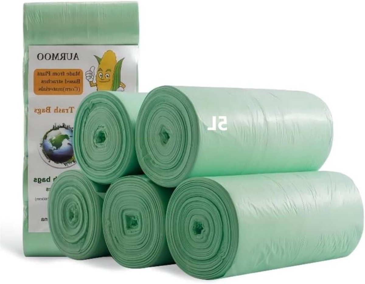 Goedkoopste Organische Afvalzak 5L - Biovuilniszakken - Bio Keukenvuilzakken - Keuken Voedsel Afval Zak - 32x35cm - Groen