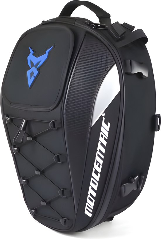 CarryQuest® - Motor Rugzak - Motor Zadeltas en Motor Rugzak in 1 - Motorhelm Tas - Motorhelm - Motorhelm Rugzak - Motorhelm Tassen - Carbon - 48L - Staarttas - Rugzak - Handtas - Schoudertas - Oxford - Carbonvezel - Bevestigingsriem - Blauw