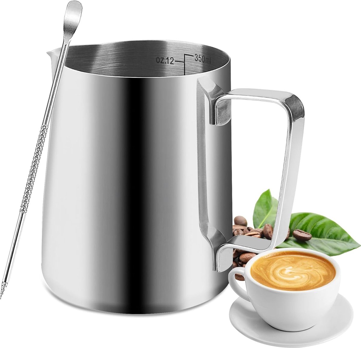 Precisie Melkschuimkan en Latte Art Pen Set voor Barista's - 350 ml