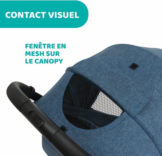 Compacte Buggy - Opvouwbaar - Verstelbare rugleuning - Ultralicht - Baby Wandelwagen met Trolleysysteem - Regenhoes & Uittrekbare Kap - tot 15 kg - Blauw Buggy inklapbaar vliegtuig van Merkloos — afbeelding 4