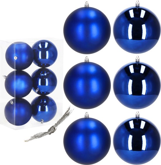 Boules de Boules de Noël Springos | 6 pièces | 10 cm | Bleu marine