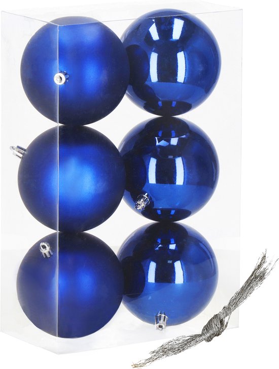 Boules de Boules de Noël Springos | 6 pièces | 10 cm | Bleu marine