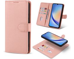 Casemania Hoesje Geschikt voor Samsung Galaxy A34 5G - Roze - 2 in 1 Magnetic Afneembaar Book Case