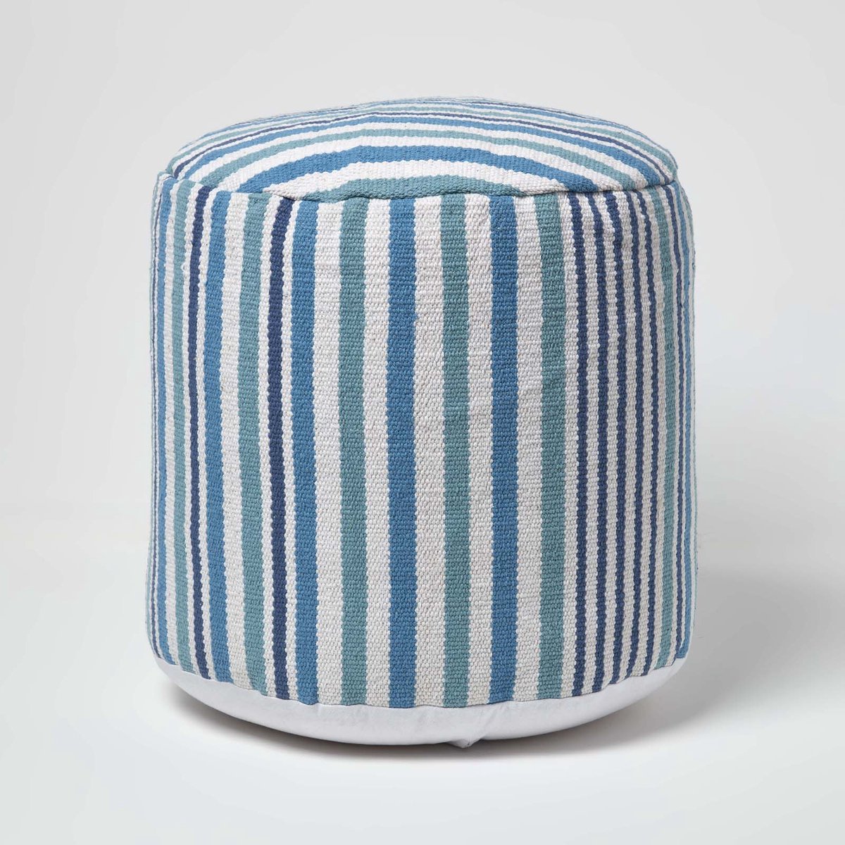 Homescapes design kruk poef rond Selam aqua wit Aqua/Wit