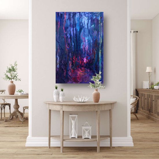 Peinture sur verre forêt - Peinture sur verre nature - Peintures verre lumière - Peintures classiques - Peinture verre acrylique - Décoration murale chambre verre acrylique 40x60 cm