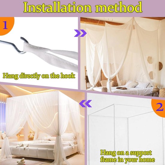 Caredy Muggennet, Universeel Wit Luxe Muggennet Prinses DRIE Zijopeningen Post Bed Gordijn Hemel Netting voor Bed Thuis Slaapkamer Outdoor Camping ( 150 * 200 * 200 cm Caredy Muggennet, Universeel Wit Luxe Muggennet Prinses DRIE Zijopeningen Post Bed Gordijn Hemel Netting voor Bed Thuis Slaapkamer Outdoor Camping ( 150 * 200 * 200 cm