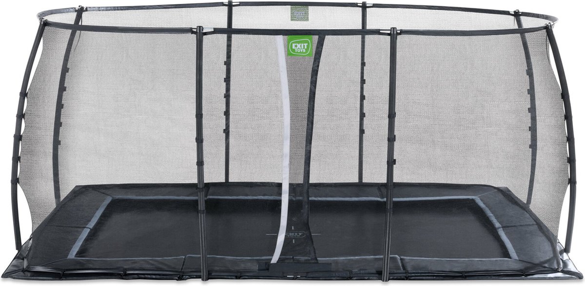 EXIT Dynamic groundlevel trampoline 275x458cm met veiligheidsnet - zwart
