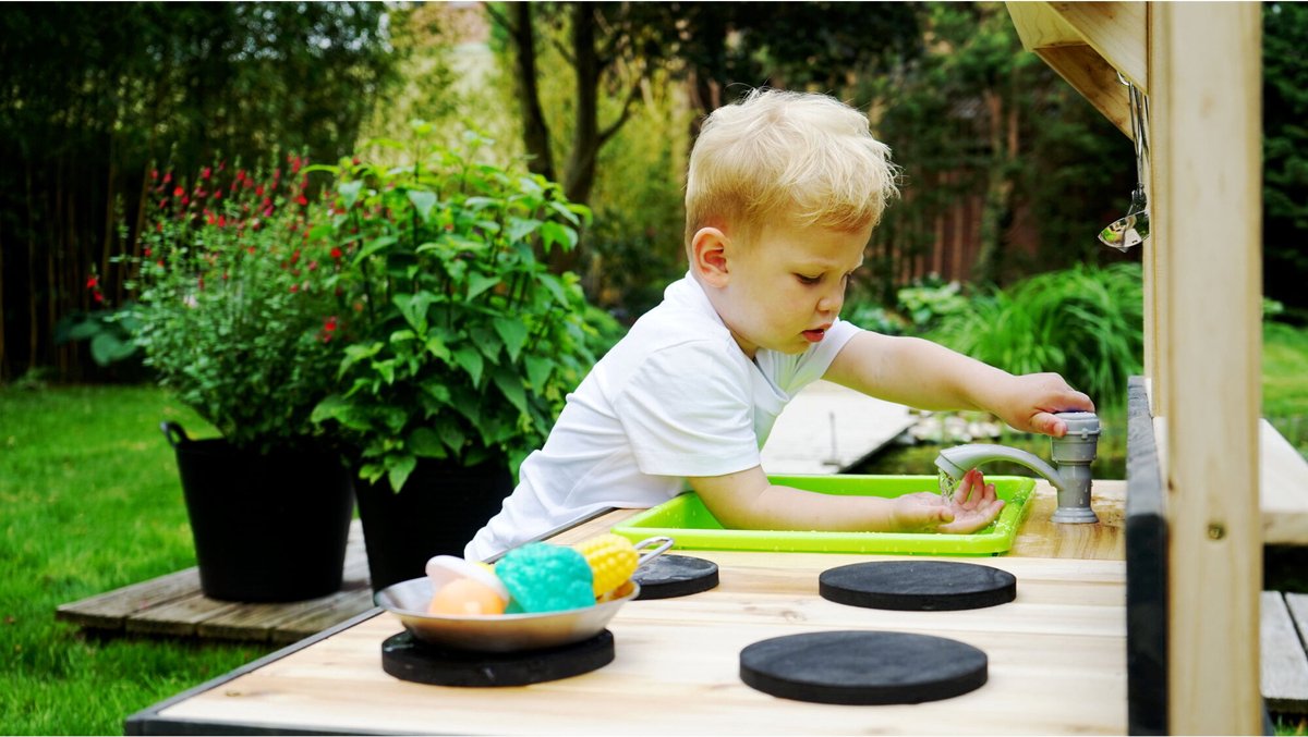 EXIT Yummy 200 Houten Buitenkeuken - Modderkeuken - Speelkeuken voor Buiten - Kinderen - FSC Hout - Naturel — afbeelding 12