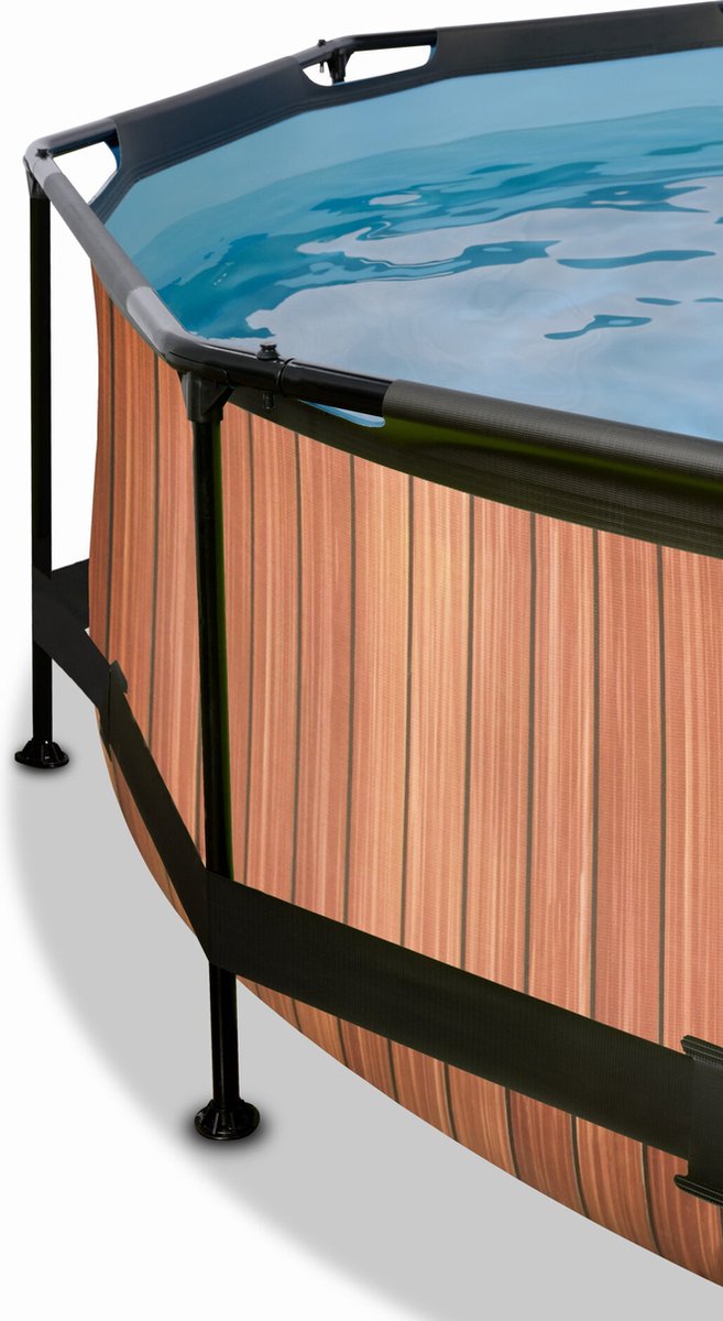 EXIT Wood zwembad ø360x76cm met filterpomp - bruin