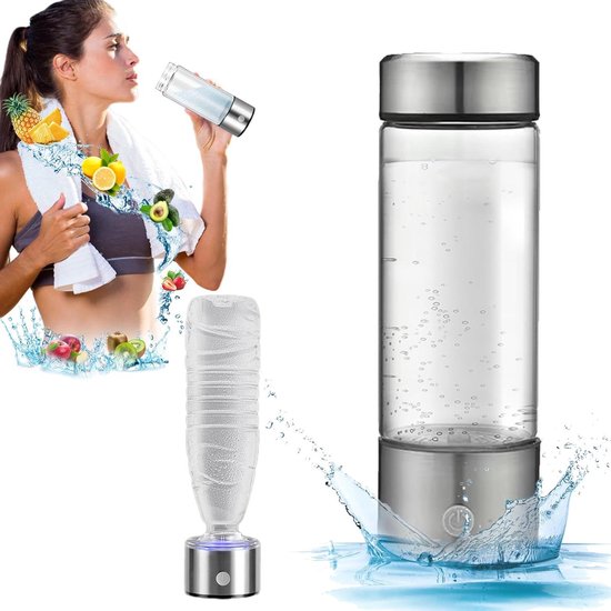 420 Ml [2 Pak] Waterstof Waterfles, Draagbare Waterstof Waterionisator Machine Usb Oplaadbare Hydroge