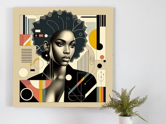 Modern vrouw schilderij | Vrouwenportret: Hedendaagse kunst door de lens van vrouwelijkheid | Kunst - 40x40 centimeter op Dibond | Foto op Dibond