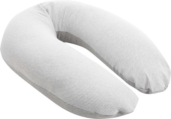 Doomoo Buddy - Voedingskussen - Zwangerschapskussen - Zijslaapkussen met superfijne en extra stille microkorrels - Bio katoen - 180cm - Classic Grey