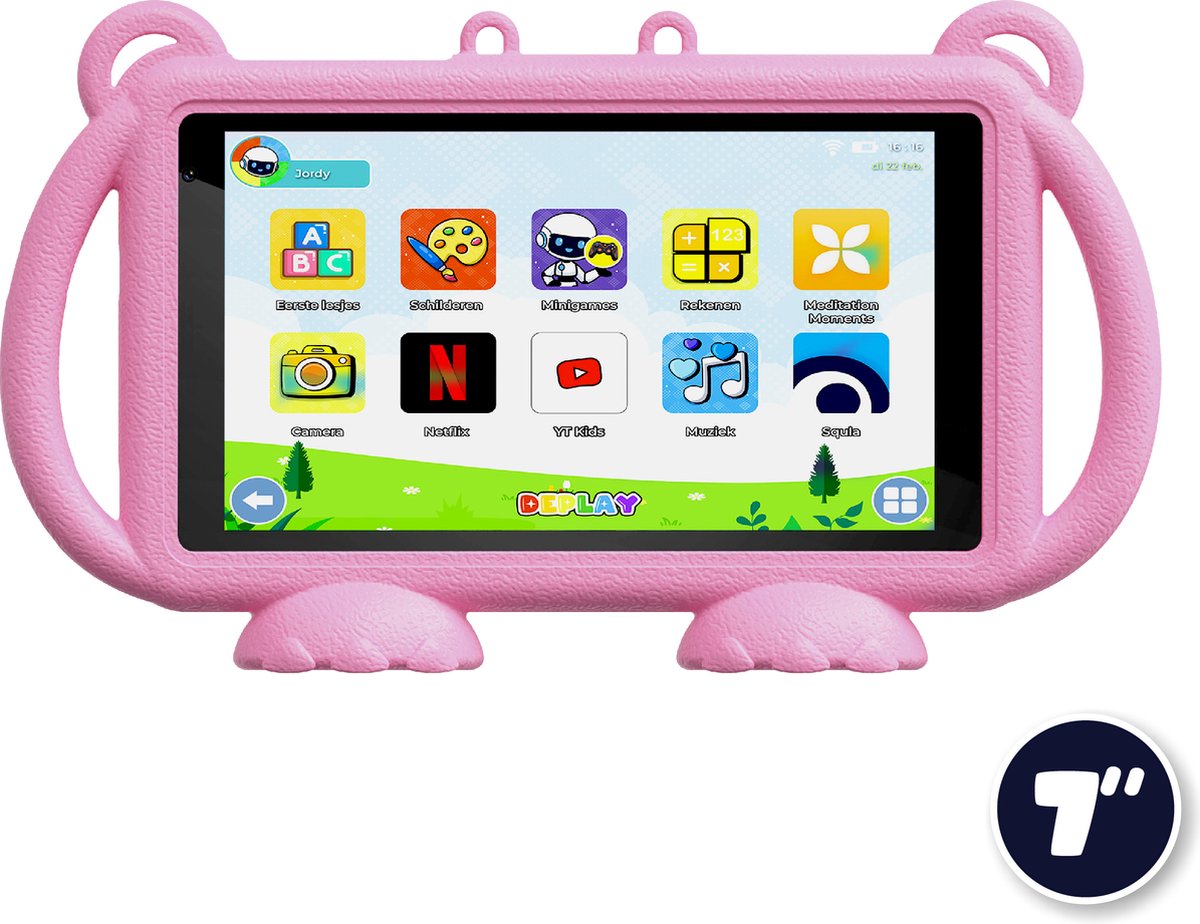 DEPLAY Kids Tablet LITE 4 - Kindertablet - Kindertablet vanaf 3 jaar - Beschermhoes & Screenprotector - Android 14 - Tablet Kinderen - 7 Inch - Roze