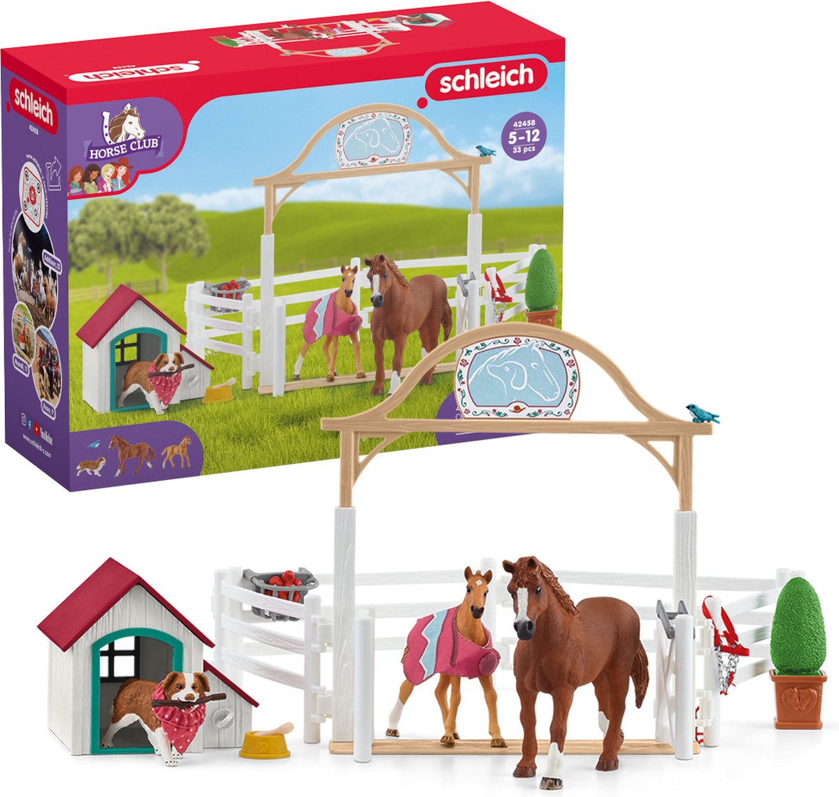 schleich HORSE CLUB Speelfigurenset - Hannah's Gastpaarden en Hond Ruby - Kinderspeelgoed voor Jongens en Meisjes - 5 tot 12 jaar - 20 Onderdelen - 42458 — afbeelding 13
